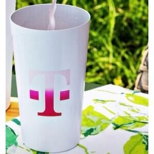 T-Mobile Reusable White Aluminum Color-Changing Tumbler with "T" Logo Cup NWT
